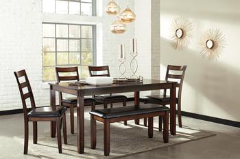 Coviar Dining Table and Chairs with Bench (Set of 6) - House n2 Home Furniture (Manchester,GA)