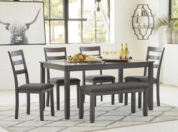 Bridson Dining Table and Chairs with Bench (Set of 6) - House n2 Home Furniture (Manchester,GA)