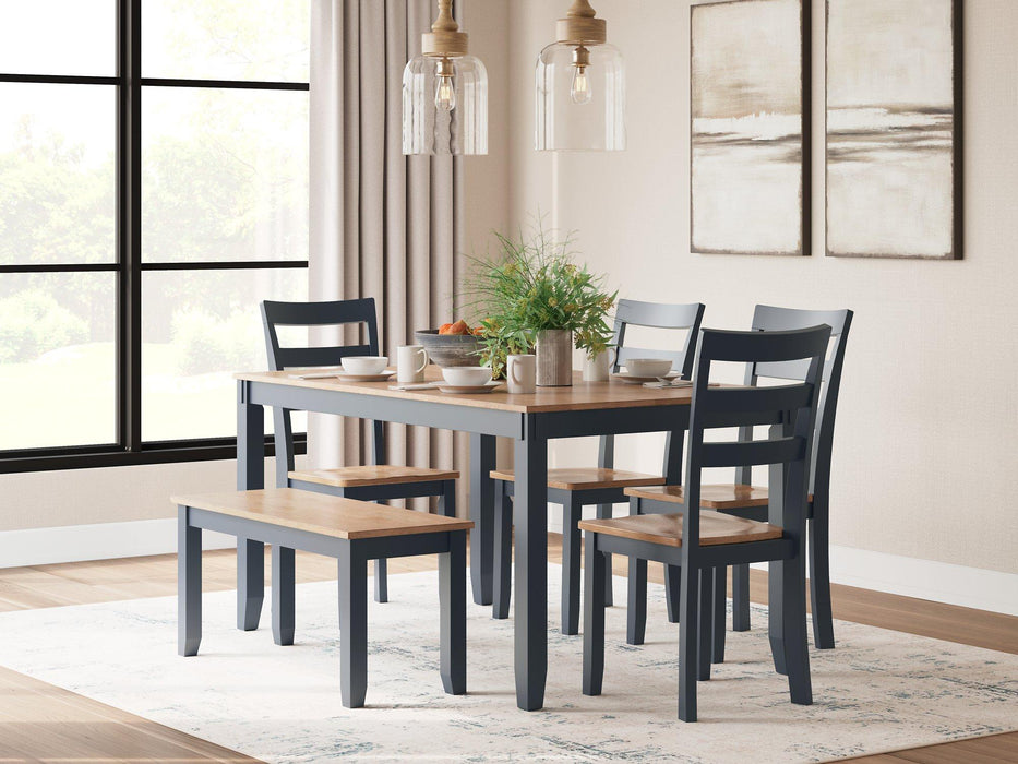 Gesthaven Dining Table with 4 Chairs and Bench (Set of 6) - House n2 Home Furniture (Manchester,GA)