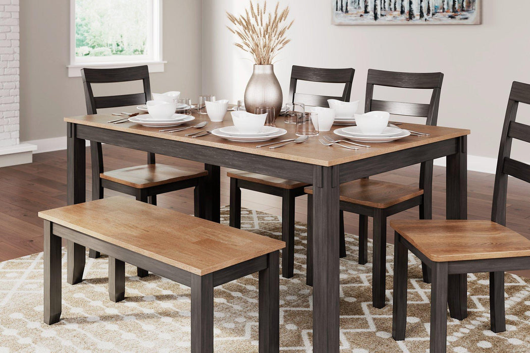 Gesthaven Dining Table with 4 Chairs and Bench (Set of 6) - House n2 Home Furniture (Manchester,GA)