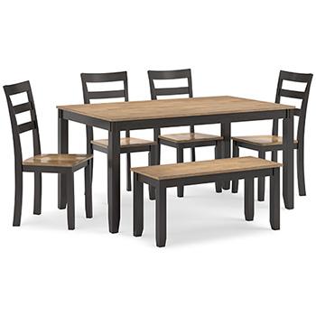 Gesthaven Dining Table with 4 Chairs and Bench (Set of 6) - House n2 Home Furniture (Manchester,GA)
