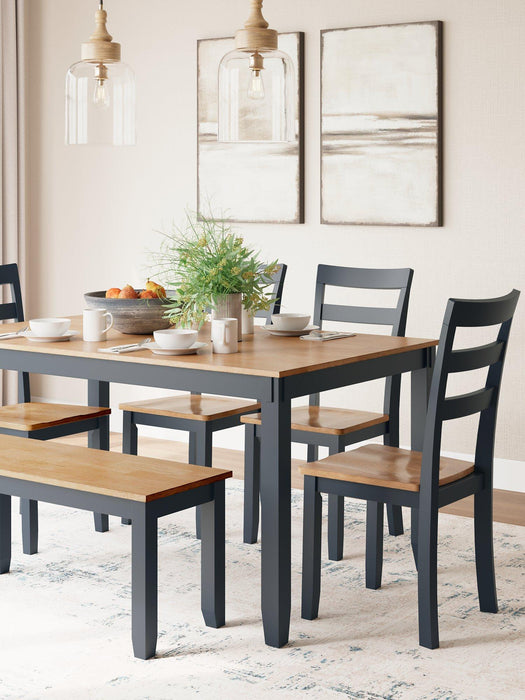 Gesthaven Dining Table with 4 Chairs and Bench (Set of 6) - House n2 Home Furniture (Manchester,GA)
