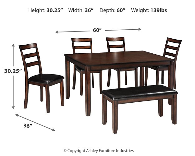 Coviar Dining Table and Chairs with Bench (Set of 6) - House n2 Home Furniture (Manchester,GA)
