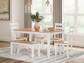 Gesthaven Dining Table with 4 Chairs and Bench (Set of 6) - House n2 Home Furniture (Manchester,GA)
