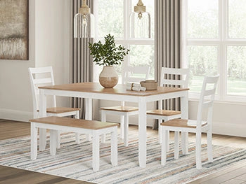 Gesthaven Dining Table with 4 Chairs and Bench (Set of 6)