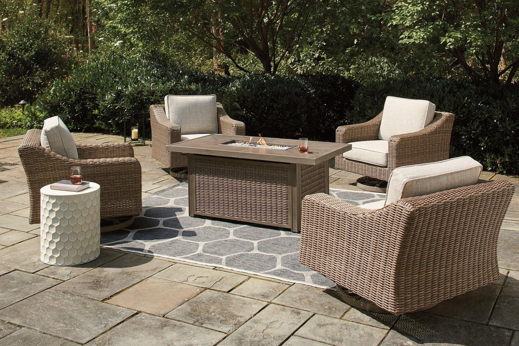 Beachcroft Beachcroft Fire Pit Table with Four Nuvella Swivel Lounge Chairs - House n2 Home Furniture (Manchester,GA)