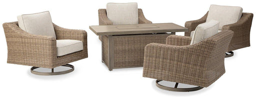 Beachcroft Beachcroft Fire Pit Table with Four Nuvella Swivel Lounge Chairs - House n2 Home Furniture (Manchester,GA)