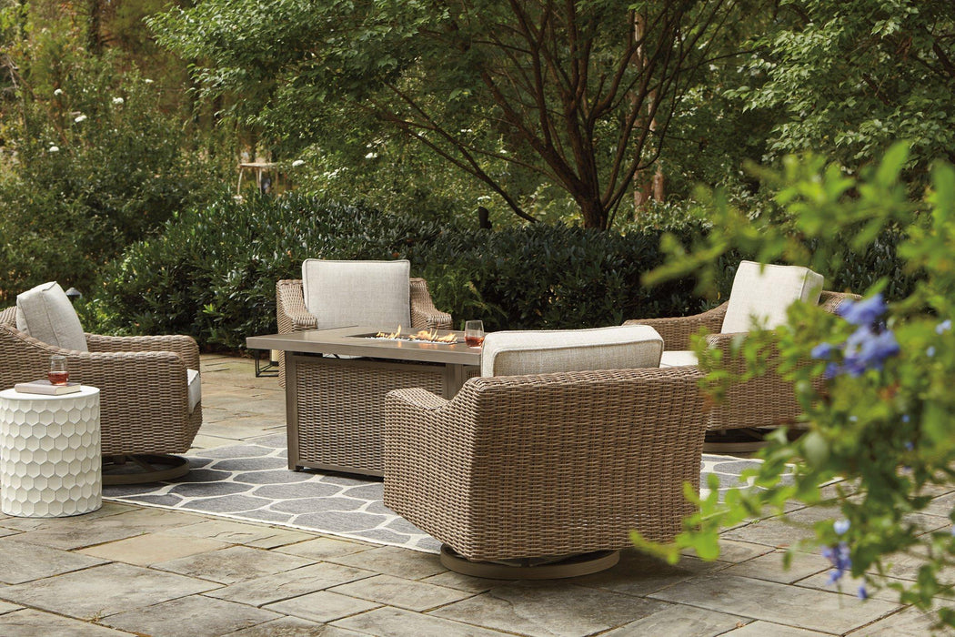 Beachcroft Beachcroft Fire Pit Table with Four Nuvella Swivel Lounge Chairs - House n2 Home Furniture (Manchester,GA)