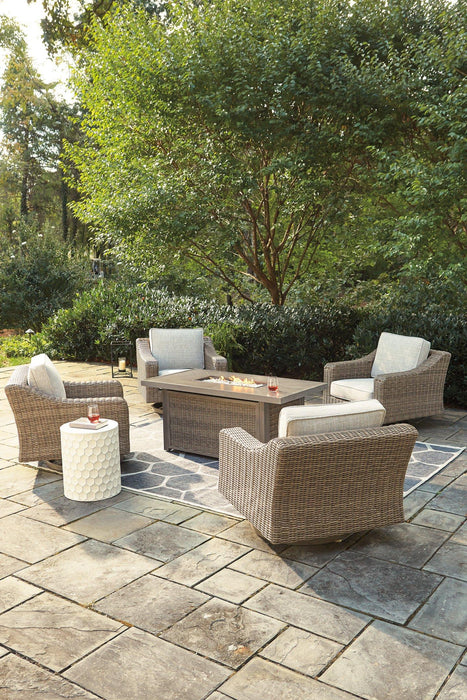 Beachcroft Beachcroft Fire Pit Table with Four Nuvella Swivel Lounge Chairs - House n2 Home Furniture (Manchester,GA)