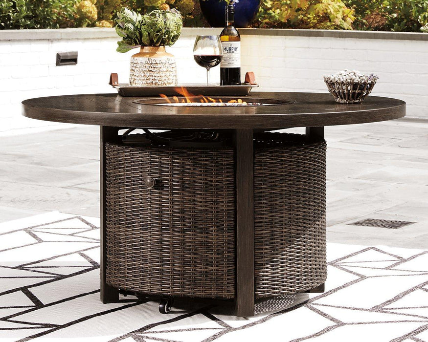 Paradise Trail Paradise Trail Fire Pit Table with 4 Nuvella Swivel Lounge Chairs - House n2 Home Furniture (Manchester,GA)