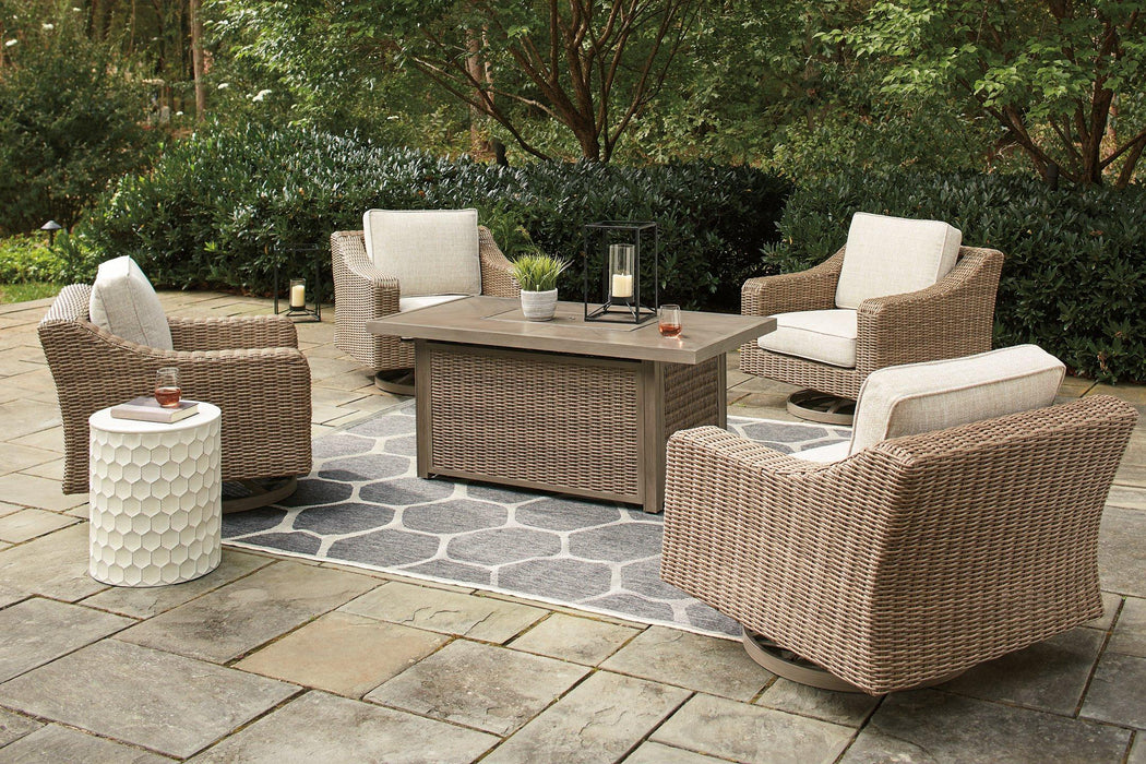 Beachcroft Beachcroft Fire Pit Table with Four Nuvella Swivel Lounge Chairs - House n2 Home Furniture (Manchester,GA)